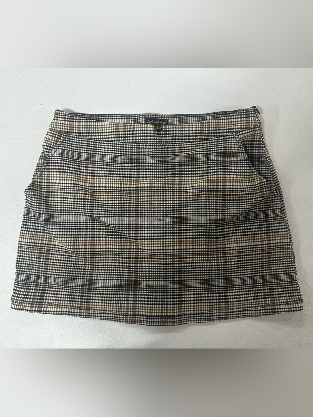 Shinestar Black and Cream Plaid Women’s Skirt